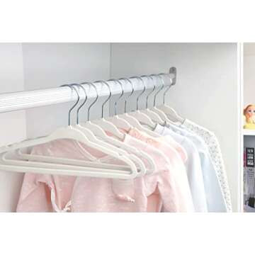 ManGotree 10.95 inch Baby Velvet Hangers, Non-Slip Infant and Toddler Hangers, Ultra-Thin Children Felt Hangers with 8 Pcs Kid's Clothing Dividers, Space Saving (15 Pack, Cream)