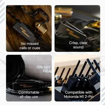 Walkie Talkie Earpiece with Mic - FilmPRO X Walkie Talkie Headset with 3.5mm AUX Cable & Travel Case Compatible with Motorola 2-Pin - Two-Way Radio Headsets & Microphones by On Set Headsets (Black)