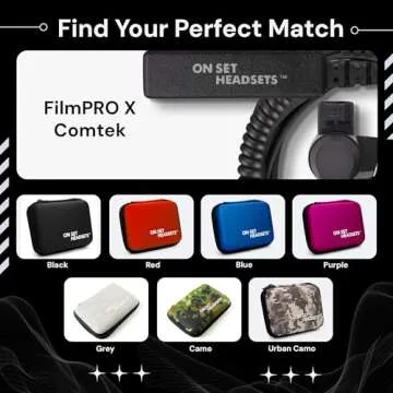 Walkie Talkie Earpiece with Mic - FilmPRO X Walkie Talkie Headset with 3.5mm AUX Cable & Travel Case Compatible with Motorola 2-Pin - Two-Way Radio Headsets & Microphones by On Set Headsets (Black)