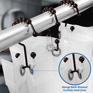Utopia Bedding Double Shower Curtain Hooks Double Sided, Shower Curtain Rings, Shower Curtain Hooks Rust Proof (Bronze)