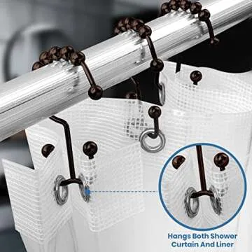 Utopia Bedding Double Shower Curtain Hooks Double Sided, Shower Curtain Rings, Shower Curtain Hooks Rust Proof (Bronze)