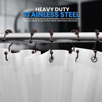 Utopia Bedding Double Shower Curtain Hooks Double Sided, Shower Curtain Rings, Shower Curtain Hooks Rust Proof (Bronze)