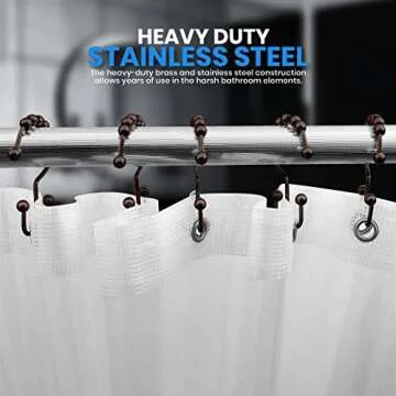 Utopia Bedding Double Shower Curtain Hooks Double Sided, Shower Curtain Rings, Shower Curtain Hooks Rust Proof (Bronze)