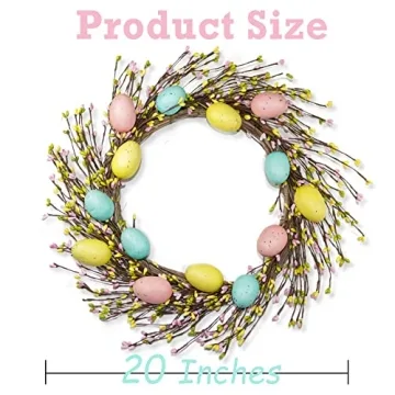 Lotus Hills Easter Wreath Easter Decorations for The Home, 22inch Easter Wreaths for Front Door, Easter Decor for Window Wall Hanging, Easter Door Wreath for Farmhouse, Easter Gifts