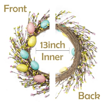 Lotus Hills Easter Wreath Easter Decorations for The Home, 22inch Easter Wreaths for Front Door, Easter Decor for Window Wall Hanging, Easter Door Wreath for Farmhouse, Easter Gifts