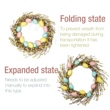 Lotus Hills Easter Wreath Easter Decorations for The Home, 22inch Easter Wreaths for Front Door, Easter Decor for Window Wall Hanging, Easter Door Wreath for Farmhouse, Easter Gifts