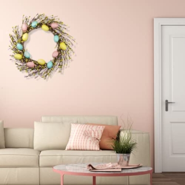 Lotus Hills Easter Wreath Easter Decorations for The Home, 22inch Easter Wreaths for Front Door, Easter Decor for Window Wall Hanging, Easter Door Wreath for Farmhouse, Easter Gifts