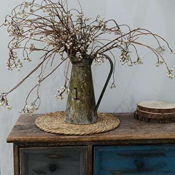 Defined Deco Woven Placemats Set of 4,11.8"Round Rattan Placemats,Natural Hand-Woven Water Hyacinth Placemats,Farmhouse Weave Place Mats,Rustic Braided Wicker Table Mats for Dining Table,Home,Wedding.