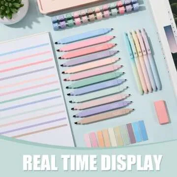 Jutom 38 Pcs Book Annotation Kit Aesthetic Highlighters Gel Pens Set Sticky Notes Tabs Markers Dual Ended Highlighter Quick Dry Ink Pens for Office Annotating Books(Delicate Color,Square)