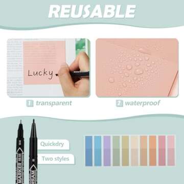 Jutom 38 Pcs Book Annotation Kit Aesthetic Highlighters Gel Pens Set Sticky Notes Tabs Markers Dual Ended Highlighter Quick Dry Ink Pens for Office Annotating Books(Delicate Color,Square)