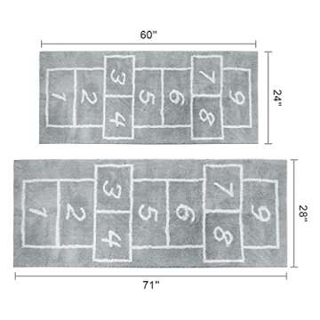 LIVEBOX Kids Play Mat, Hopscotch Area Rug Runner 24"x60" Soft Plush Playroom Carpet Non-Slip Childre...
