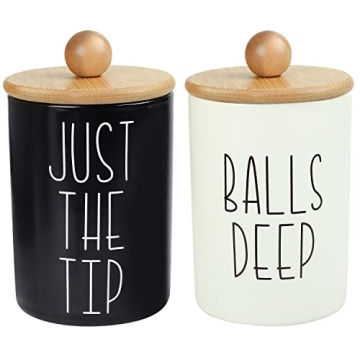 MOMEEMO Apothecary Jars with Lids for Bathroom Organization, Qtip Holder and Cotton Ball Holder are ...