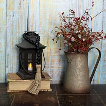 CVHOMEDECO Rustic Wood Beads Garland 3PCS Farmhouse Decor