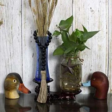 CVHOMEDECO Rustic Wood Beads Garland 3PCS Farmhouse Decor