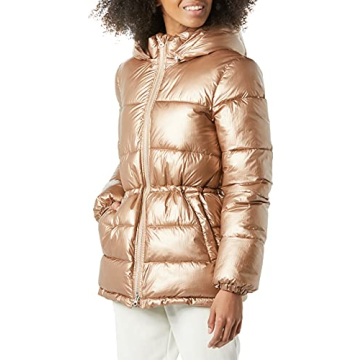 Amazon Essentials Women's Heavyweight Quilted Hooded Puffer Winter Jacket with Adjustable Waist, Met...