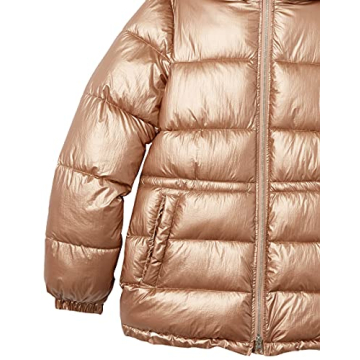 Amazon Essentials Women's Heavyweight Quilted Hooded Puffer Winter Jacket with Adjustable Waist, Metallic Taupe, Small