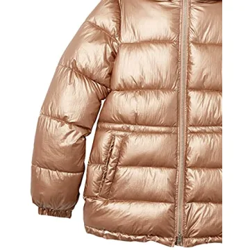 Amazon Essentials Women's Heavyweight Quilted Hooded Puffer Winter Jacket with Adjustable Waist, Metallic Taupe, Small