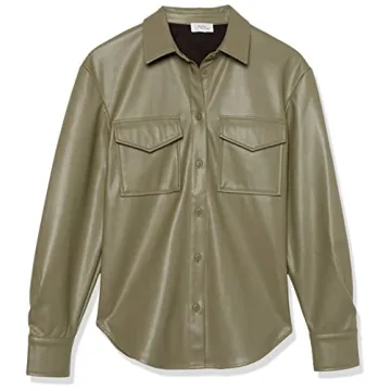 Stylish Faux Leather Shirt Jacket for Modern Women