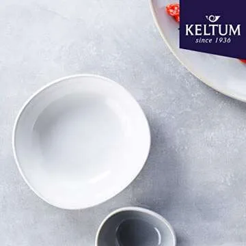 Keltum Cotton White Glazed Stoneware Serving Bowls, Set of 2, 6.3-inch diameter