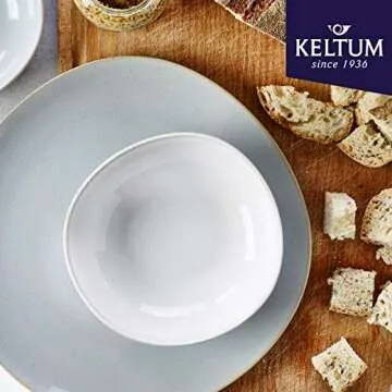 Keltum Cotton White Glazed Stoneware Serving Bowls, Set of 2, 6.3-inch diameter