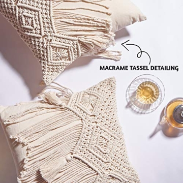 Folkulture Macrame Boho Pillow Covers Set of 2 for Stylish Homes
