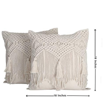 Folkulture Macrame Boho Pillow Covers Set of 2 for Stylish Homes