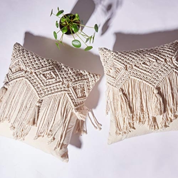 Folkulture Macrame Boho Pillow Covers Set of 2 for Stylish Homes