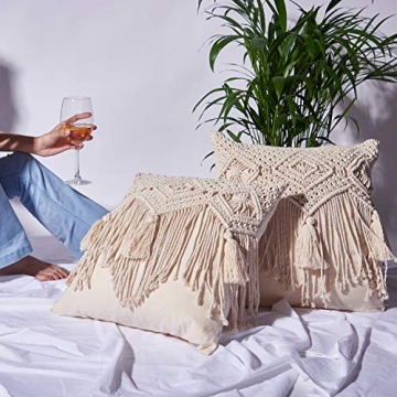 Folkulture Macrame Boho Pillow Covers Set of 2 for Stylish Homes