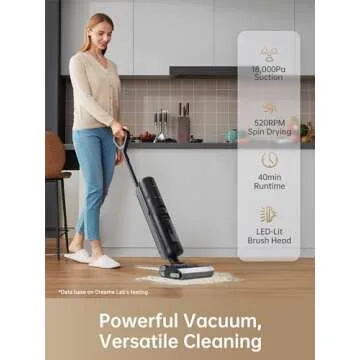 DREAME H13 Pro Wet Dry Vacuum Cleaner, Smart Floor Cleaner Vacuum Mop for Hard Floors, 140°F Brush Wash, Hot Air & Dual Rotation Self-Cleaning, GlideWheel™ Power System, Great for Sticky Messes