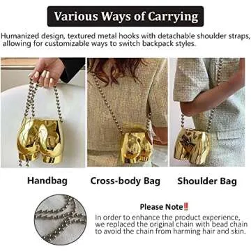 Body Shaped Shoulder Bags Crossbody Bag Purses Handbags Evening Clutch Purse Metal for Women Girls Cocktail Party Club Bling Bling Golden Hip