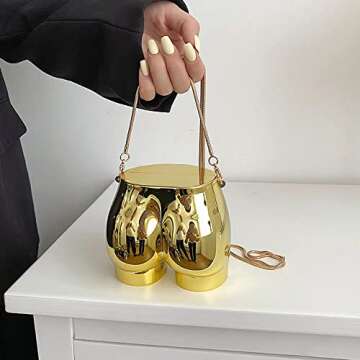 Body Shaped Shoulder Bags Crossbody Bag Purses Handbags Evening Clutch Purse Metal for Women Girls Cocktail Party Club Bling Bling Golden Hip