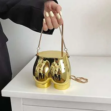 Body Shaped Shoulder Bags Crossbody Bag Purses Handbags Evening Clutch Purse Metal for Women Girls Cocktail Party Club Bling Bling Golden Hip