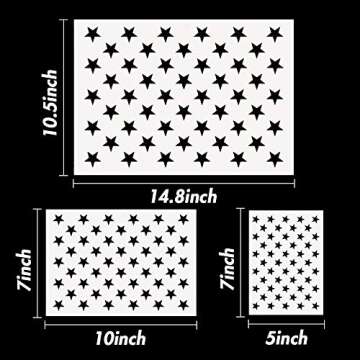 Koogel 3 Sizes 50 Star Stencil, Plastic Star Stencil Template for Flag DIY Drawing Painting Craft Pr...
