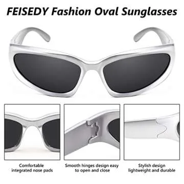 Stylish FEISEDY Futuristic Wrap Around Sunglasses