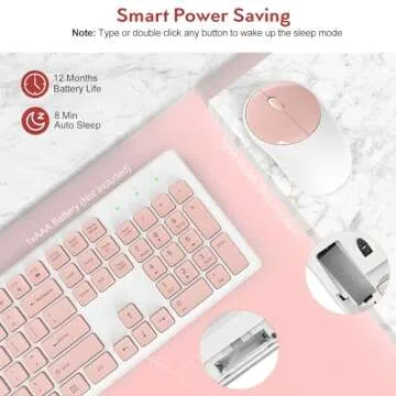 Wireless Keyboard and Mouse, Trueque Silent 2.4GHz Cordless Full Size USB Mouse Combo, Long Battery Life, Lag-Free for Computer, Laptop, PC, Windows, Mac, Chrome OS (Pink)