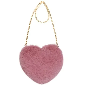Miayon Heart Shaped Fluffy Purse - Cute Faux Fur Crossbody Bag - Perfect Gift for All Occasions