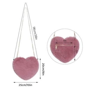 Miayon Heart Shaped Fluffy Purse for Women and Girls