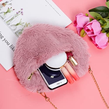 Miayon Heart Shaped Fluffy Purse for Women and Girls