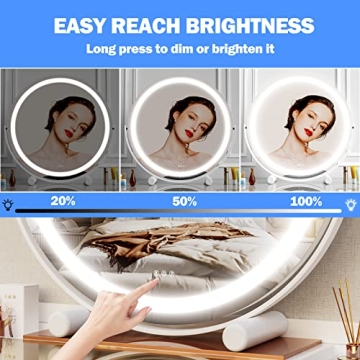 Gvnkvn 18" LED Makeup Mirror with Touch Control and Lights