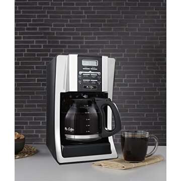 Mr. Coffee 12-Cup Programmable Coffee Maker, Bundle with 1 Month Water Filtration