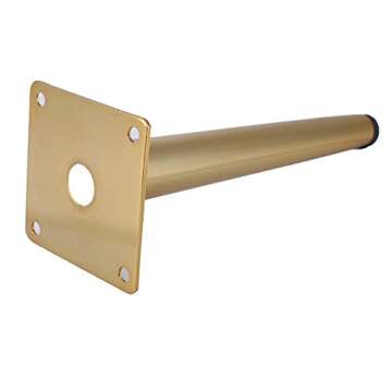 Osring 4 Inch Furniture Table Legs Golden, Steel Round Tapered Modern Sofa Feet, Straight Metal Furniture Legs Hardware for Cabinet and Couch, 4 Pack