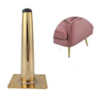 Osring 4 Inch Furniture Table Legs Golden, Steel Round Tapered Modern Sofa Feet, Straight Metal Furniture Legs Hardware for Cabinet and Couch, 4 Pack