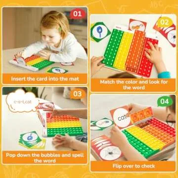 CVC Word Games,Learn to Read in Weeks,Multisensory Reading & Phonics Game Ideal for Pre Kinderarten to 1st Grade-Homeschool Supplies-with 88 CVC Cards