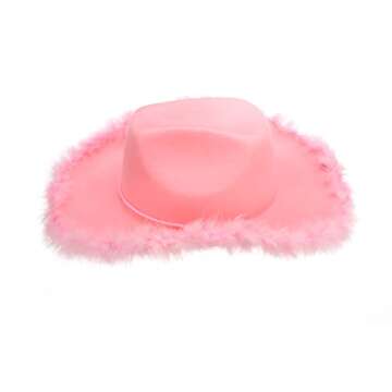 Pink Cowgirl Hat Feather Boa with Heart Glasses Bandana Women Teenager Western Cowboy Hats Bachelorette Costume Cosplay Country Last Rodeo Party Dress-Up