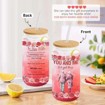 Wife Gifts - Gifts for Wife from Husband - Wedding Anniversary for Her, Birthday Gifts for Wife, Mothers Day Gifts for Wife/Her - I Love You Gifts for Her, Romantic Gifts for Her - 16 Oz Can Glass