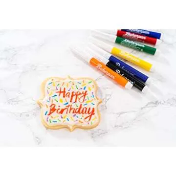 Bakerpan Food Coloring Markers, Standard Tip Edible Markers for Cookie Decorating, Edible Colored Ink Pens - Set of 7 (Made in USA)