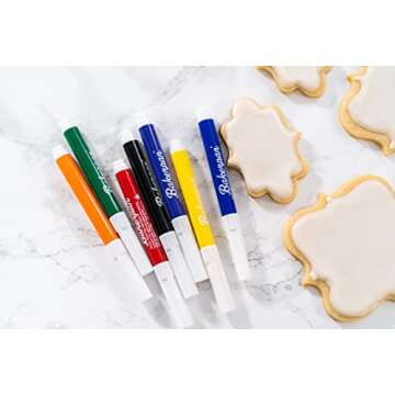 Bakerpan Food Coloring Markers, Standard Tip Edible Markers for Cookie Decorating, Edible Colored Ink Pens - Set of 7 (Made in USA)