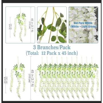GPARK 12 Pack Wisteria Artificial Flowers for Decoration