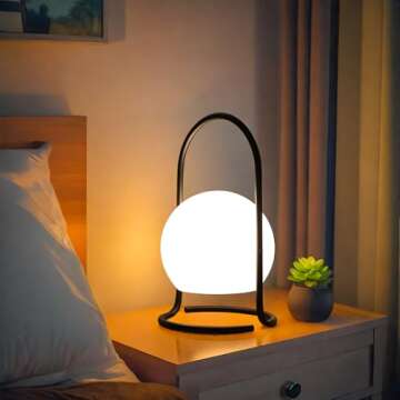 TRIROCKS Portable Cordless Lantern Table Lamp, Portable Powerful 4000mAh LED Battery Operated Table ...