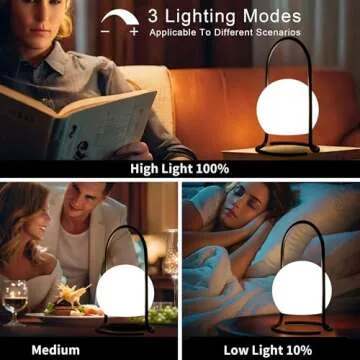 TRIROCKS Portable Cordless Lantern Table Lamp, Portable Powerful 4000mAh LED Battery Operated Table Lamps, 3-Mode Lighting Outdoor Night Lamp Lantern for Christmas Home Bedroom Camping